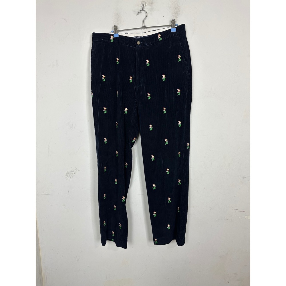 Vineyard Vines Mens Navy Corduroy Holiday Mermaid Embroidered Pants 34xU
